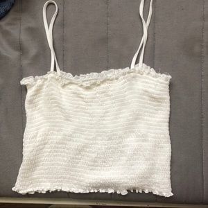 Smocked white cropped tank